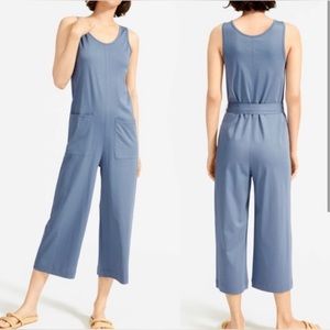 Everlane the luxe cotton jumpsuit dusty blue xs